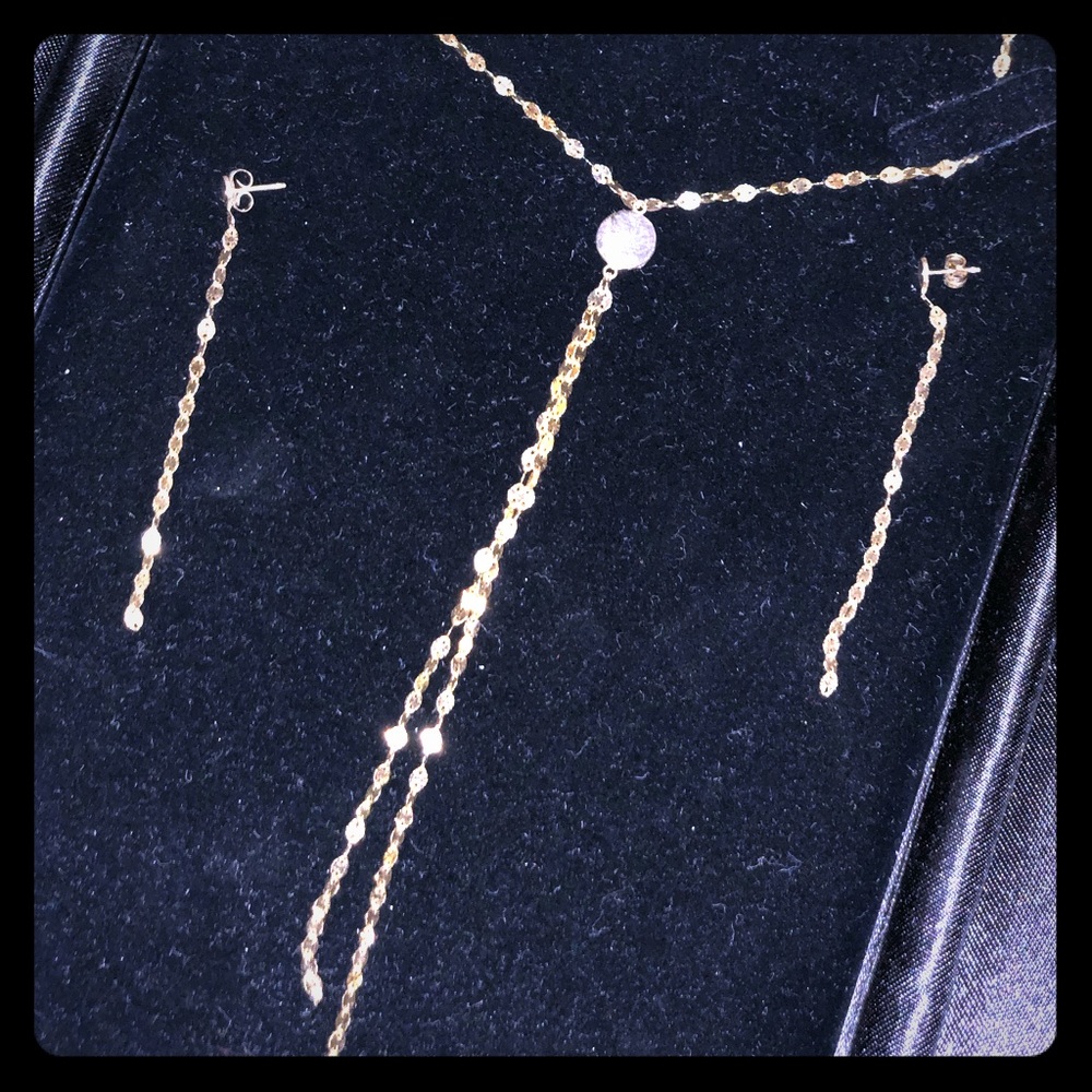 Hand crafted gold necklace and earrings